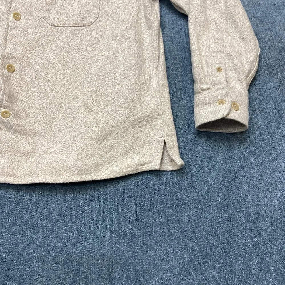 Banana Republic Flannel Shirt Mens Large Cream Cotton Relaxed Fit Button Up